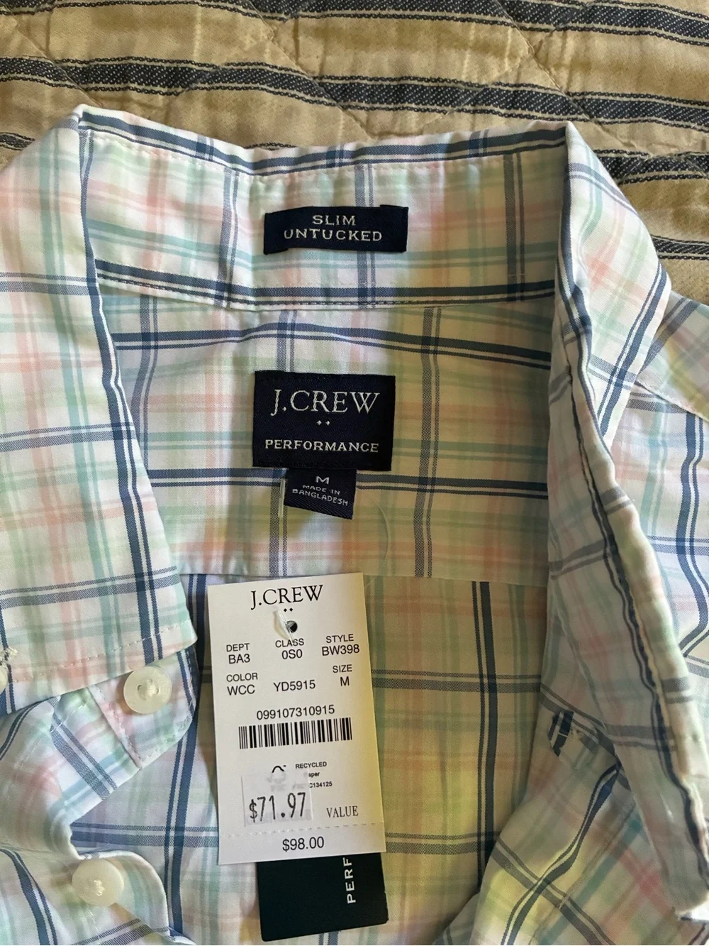 J. Crew Men’s Light Blue and Blue Plaid Button-Down Shirts